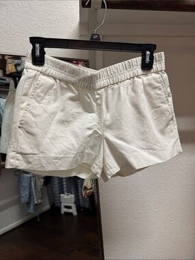 J. Crew Cream Elastic-Waist Cotton Bermuda Shorts
